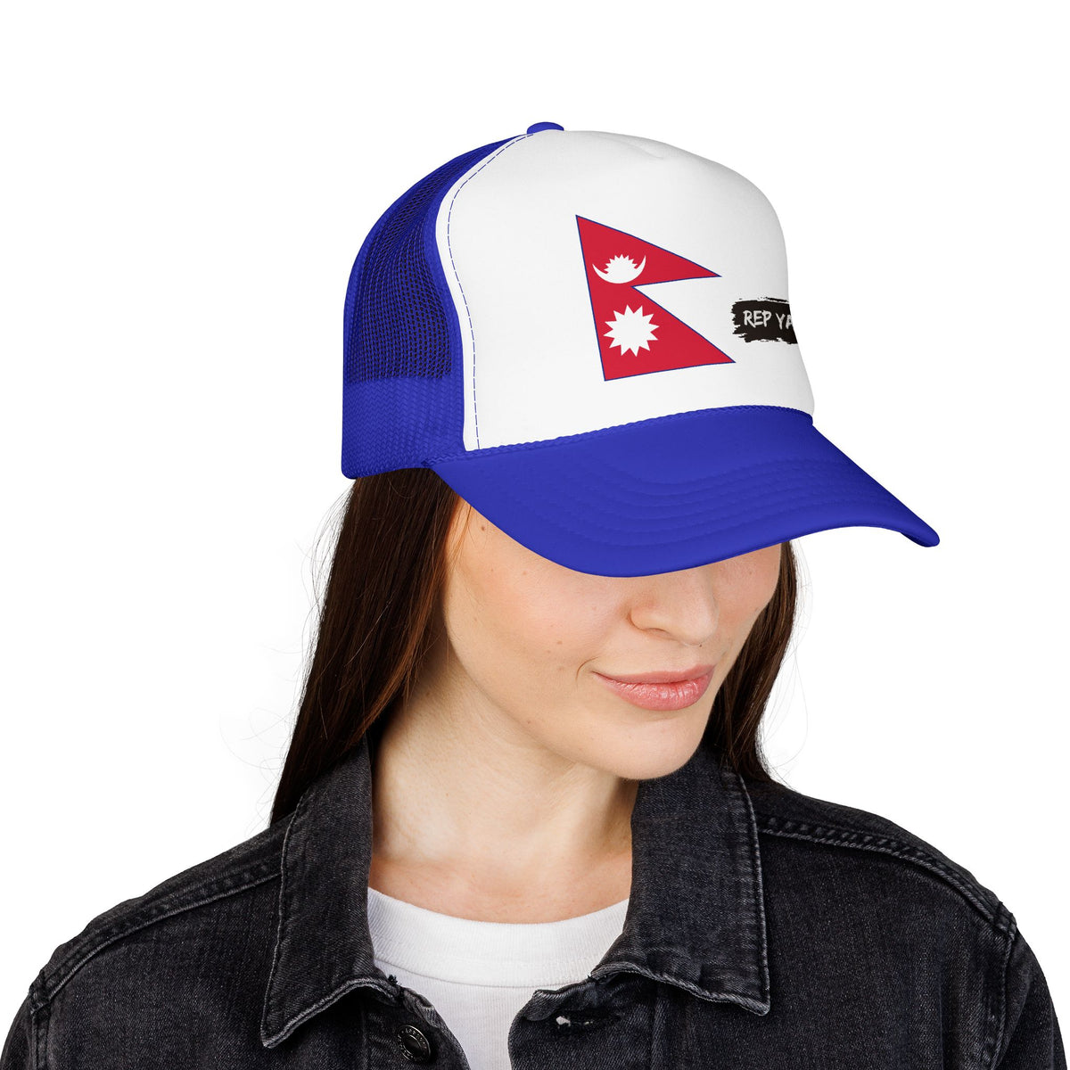 Nepal Flag Foam Trucker Hat | Nepali Pride Snapback Cap | Rep Ya Flag - Rep Ya Flag