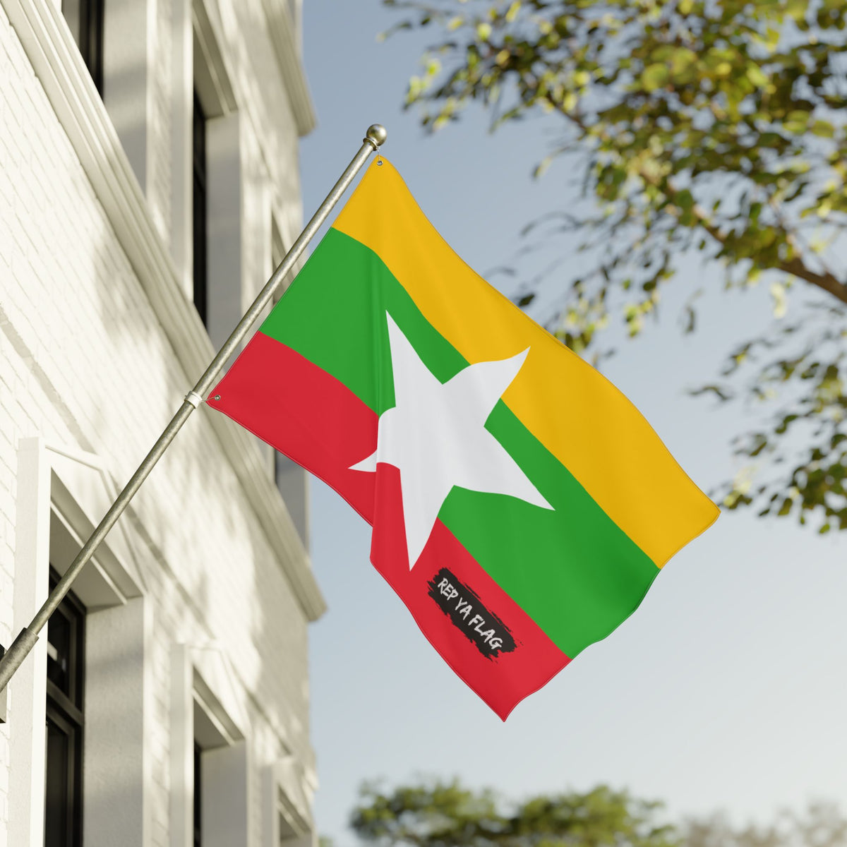 Myanmar Flag Garden Banner | Double Sided Outdoor Flag | Rep Ya Flag - Rep Ya Flag