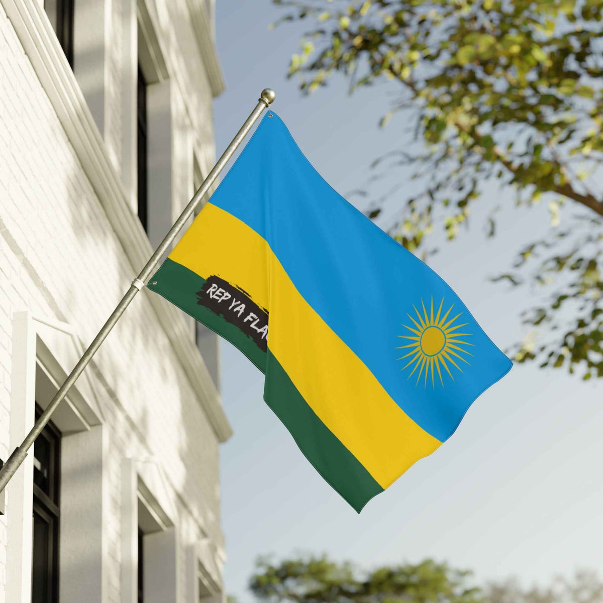 Rwanda Flag Garden Banner | Double Sided Outdoor Flag | Rep Ya Flag
