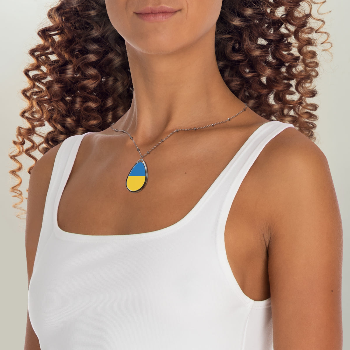 Ukraine Flag Oval Necklace – Zinc Alloy Pendant