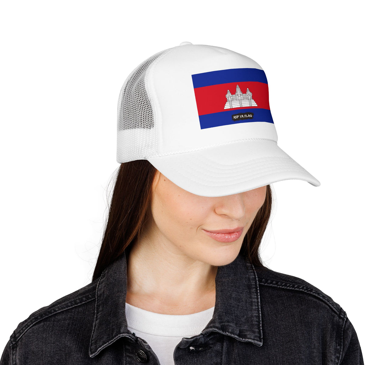 Cambodia Flag Foam Trucker Hat | Cambodian Pride Snapback Cap | Rep Ya Flag - Rep Ya Flag