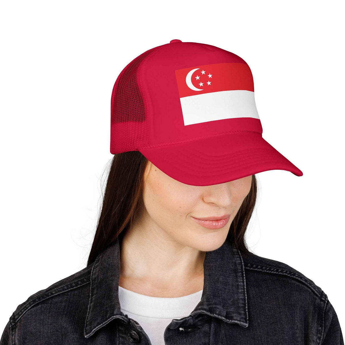 Singapore Flag Foam Trucker Hat | Singaporean Pride Snapback Cap | Rep Ya Flag
