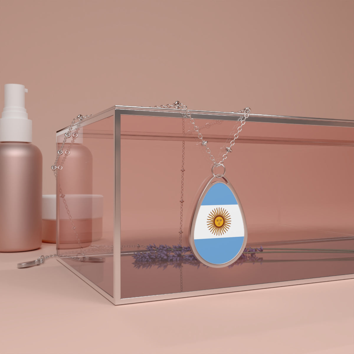 Argentina Flag Oval Necklace | Patriotic Pendant | Rep Ya Flag