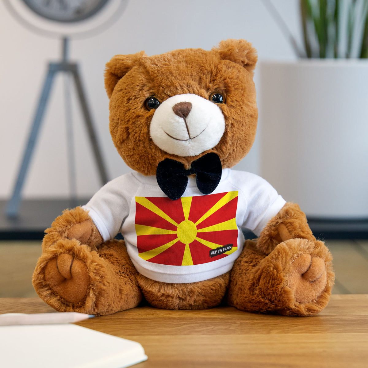 North Macedonia Flag Teddy Bear | North Macedonia Plush Gift | Macedonian Heritage Bear | Cultural Keepsake | Baby Gift Stuffed Animal - Rep Ya Flag