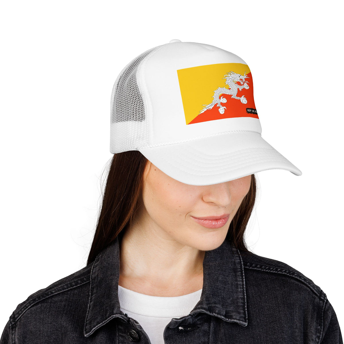 Bhutan Flag Trucker Hat – Foam Snapback Cap | Rep Ya Flag