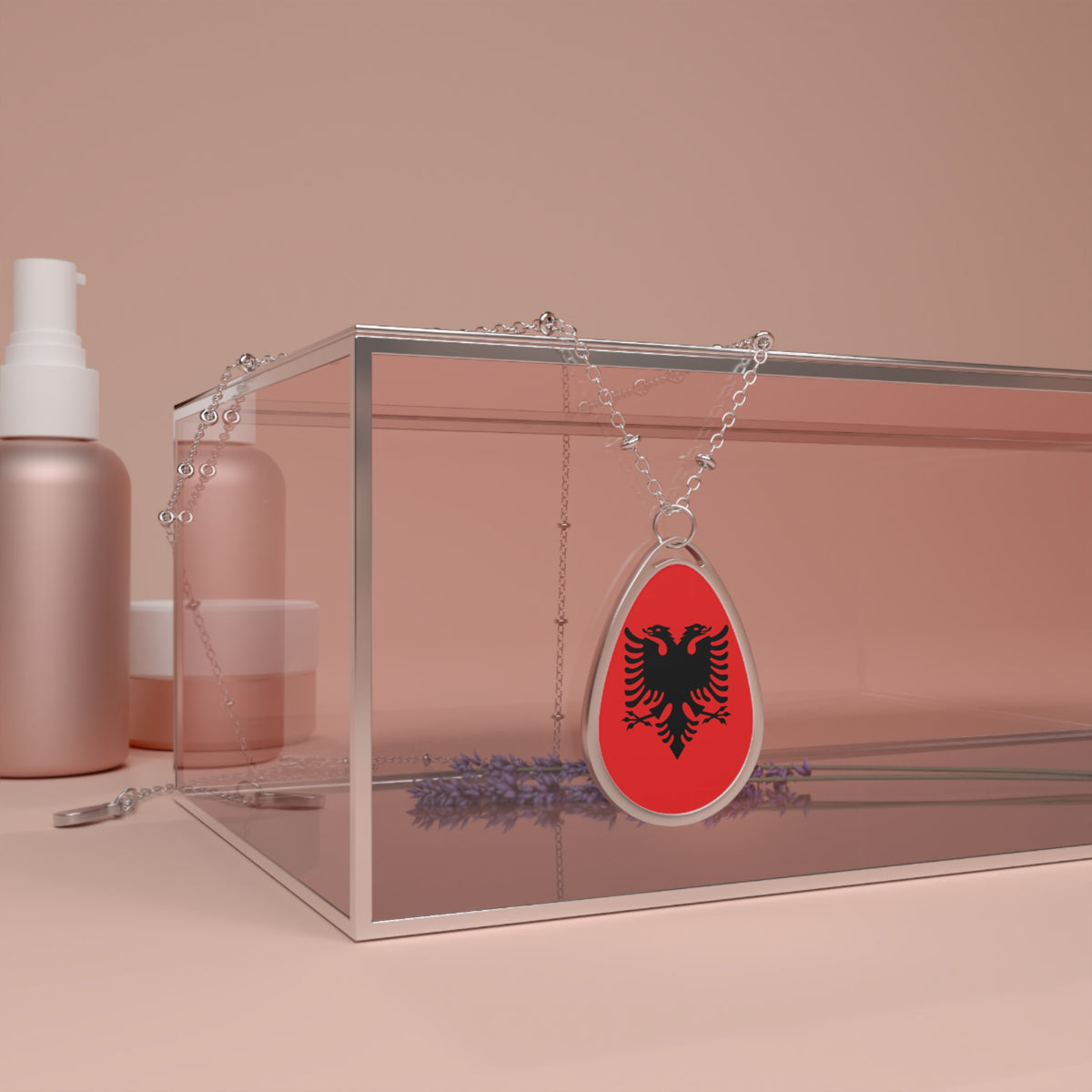 Albania Flag Oval Necklace – Albanian Pride Jewelry