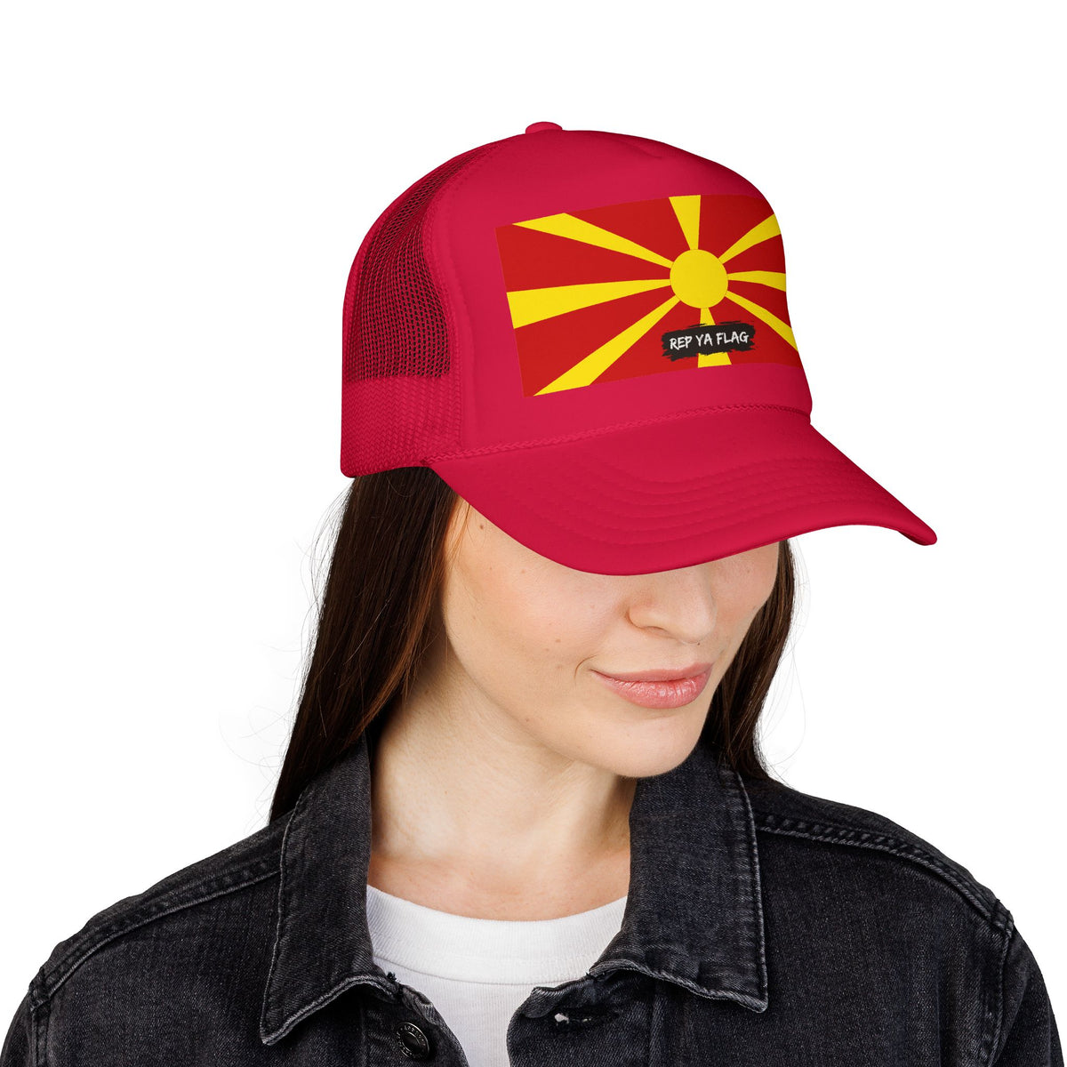 North Macedonia Flag Foam Trucker Hat | Macedonian Pride Snapback Cap | Rep Ya Flag - Rep Ya Flag
