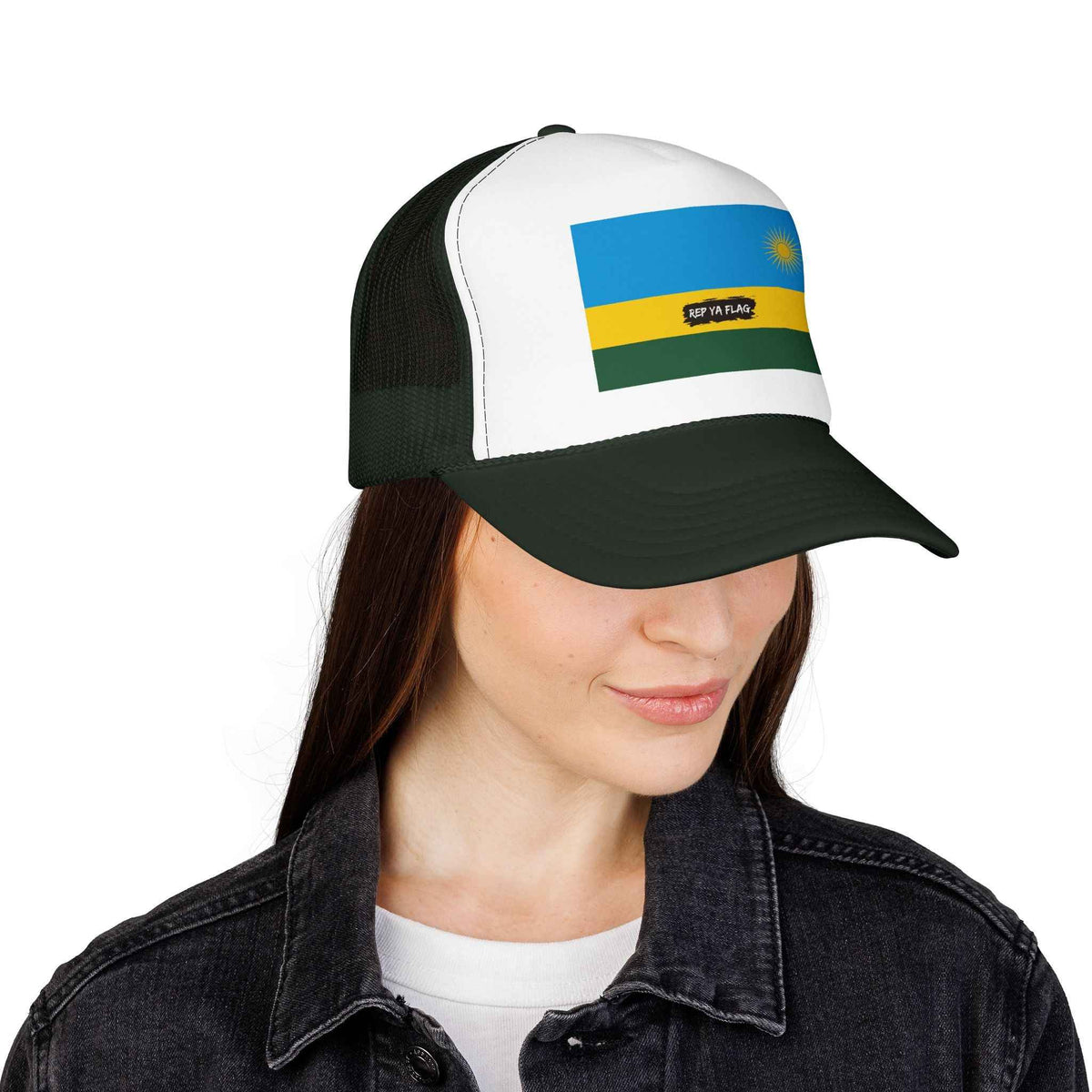 Rwanda Flag Foam Trucker Hat | Rwandan Pride Snapback Cap | Rep Ya Flag