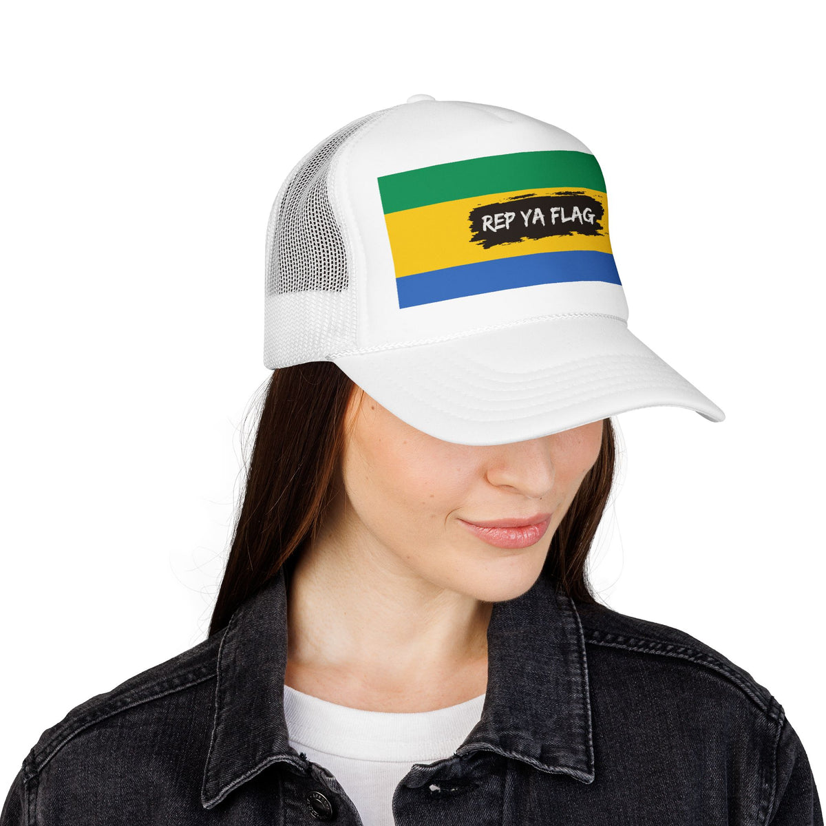 Gabon Flag Foam Trucker Hat | Gabonese Pride Snapback Cap | Rep Ya Flag - Rep Ya Flag