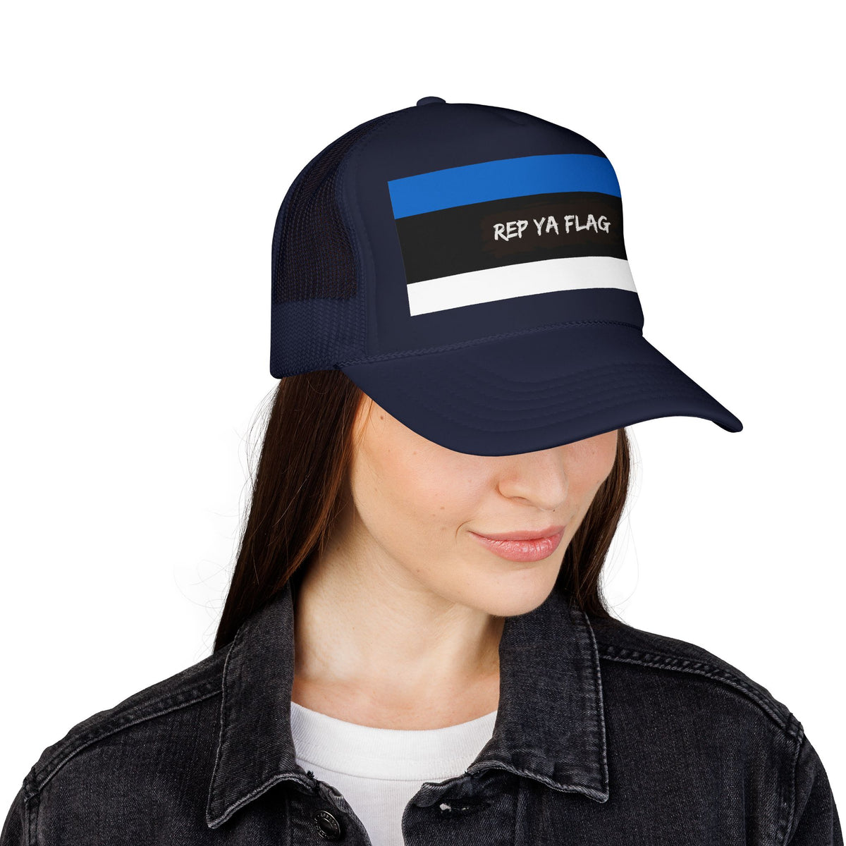 Estonia Flag Foam Trucker Hat | Estonian Pride Snapback Cap | Rep Ya Flag - Rep Ya Flag