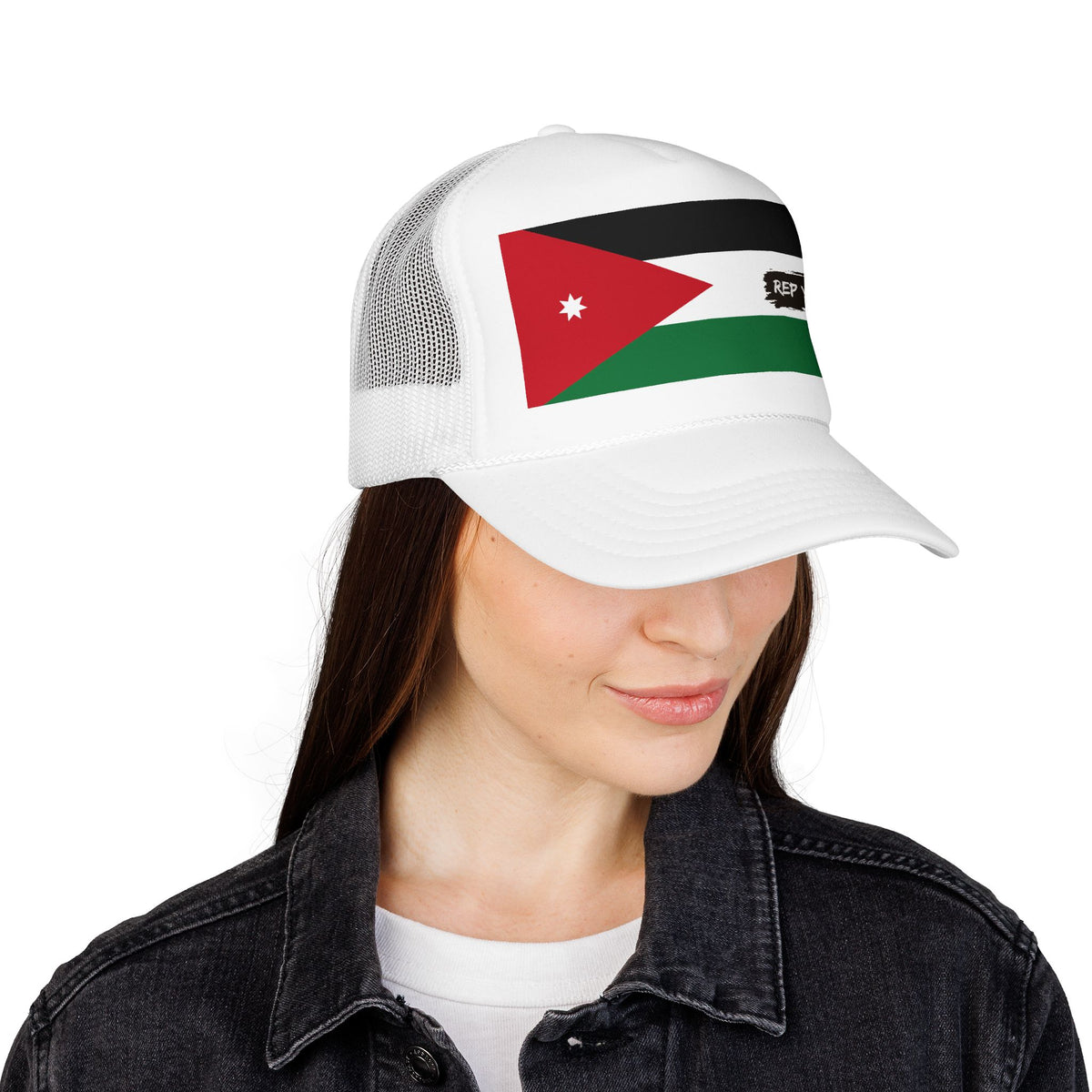 Jordan Flag Foam Trucker Hat | Jordanian Pride Snapback Cap | Rep Ya Flag - Rep Ya Flag