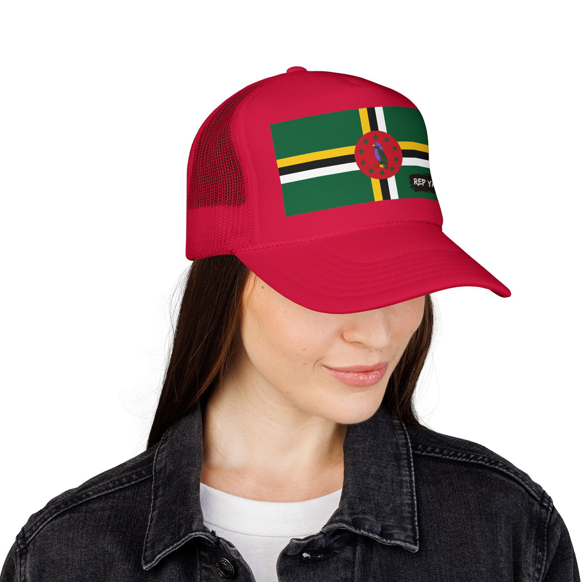 Dominica Flag Foam Trucker Hat | Dominican Pride Snapback Cap | Rep Ya Flag - Rep Ya Flag