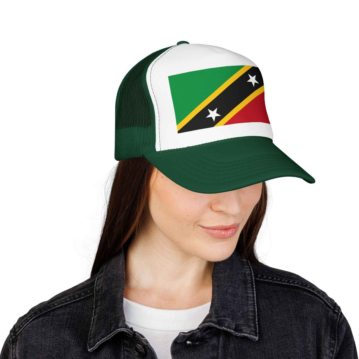 Saint Kitts and Nevis Flag Foam Trucker Hat | Kittitian & Nevisian Pride Snapback Cap | Rep Ya Flag