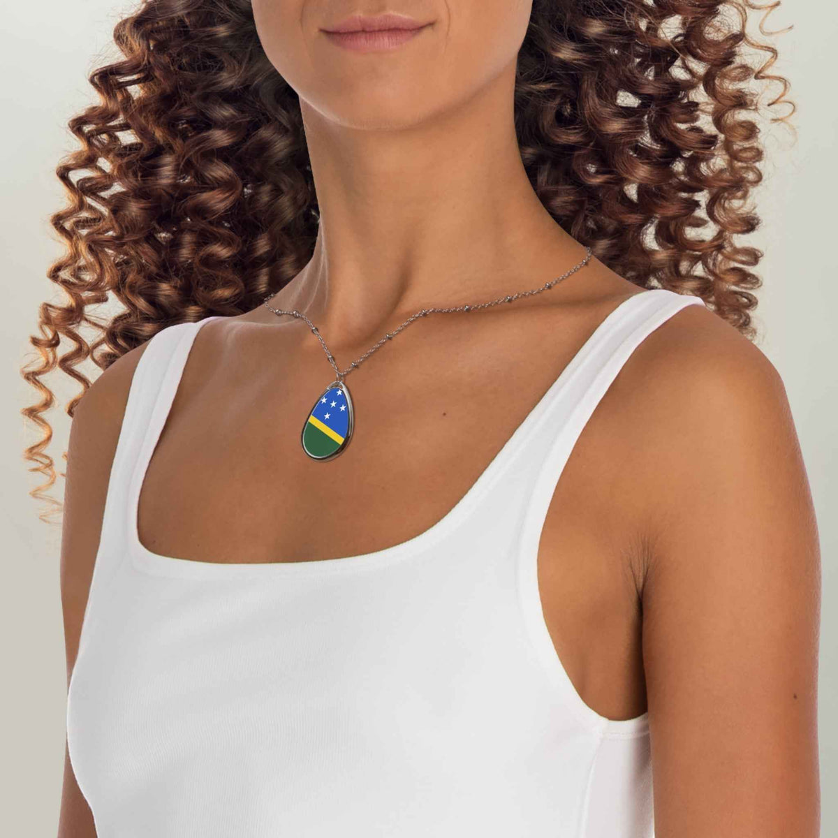 Solomon Islands Flag Necklace | Solomon Islander Heritage Pendant | Rep Ya Flag