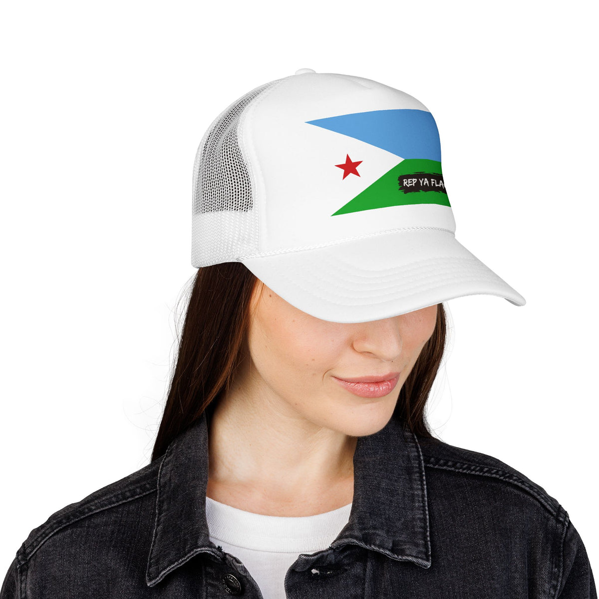 Djibouti Flag Foam Trucker Hat | Djiboutian Pride Snapback Cap | Rep Ya Flag - Rep Ya Flag
