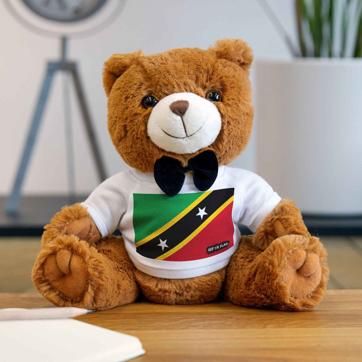 Saint Kitts & Nevis Flag Teddy Bear | Saint Kitts Plush Gift | Caribbean Heritage Bear | Cultural Keepsake | Baby Gift Stuffed Animal