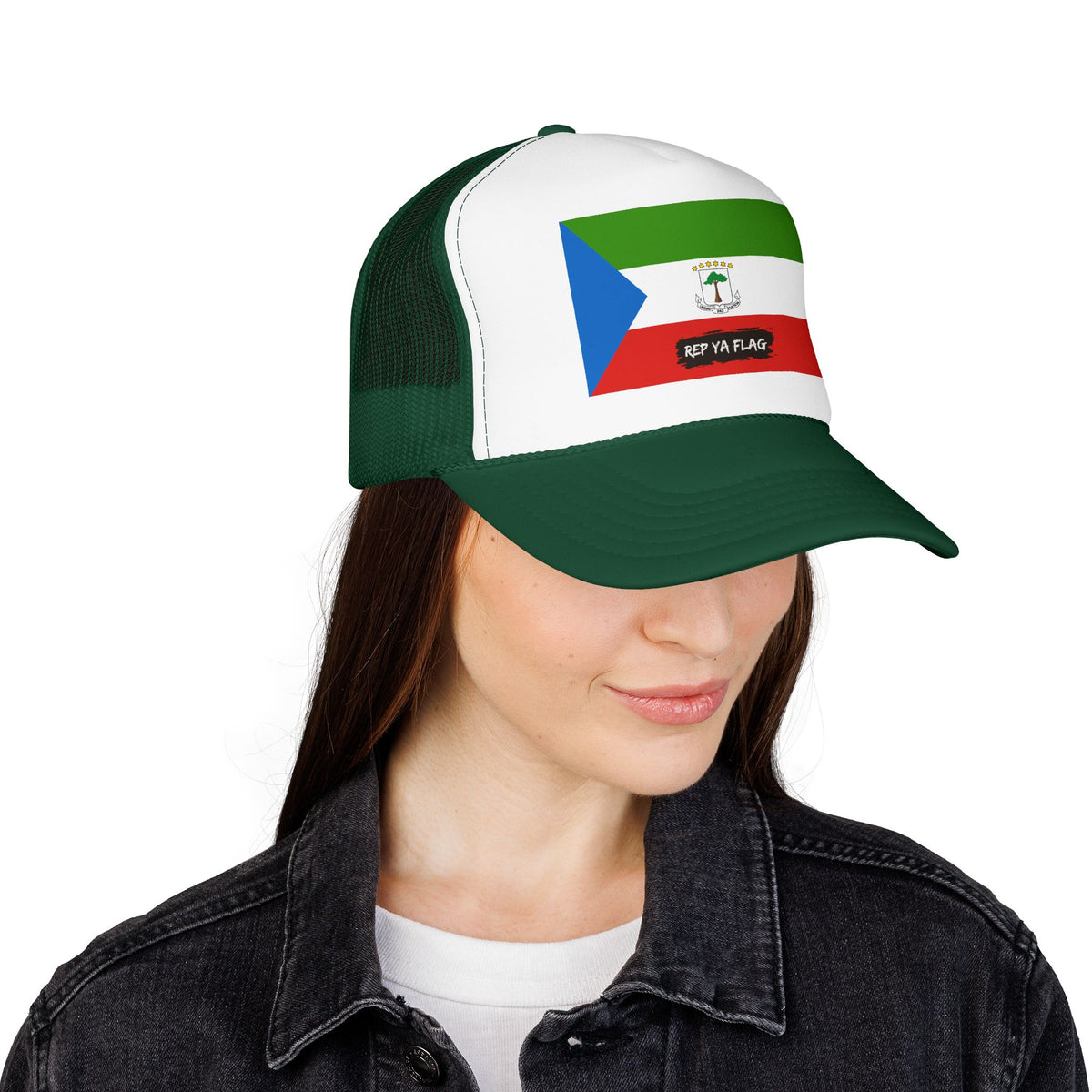 Equatorial Guinea Flag Foam Trucker Hat | Equatoguinean Pride Snapback Cap | Rep Ya Flag - Rep Ya Flag