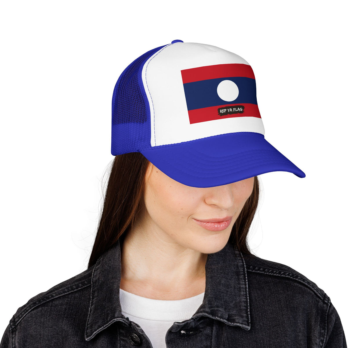 Laos Flag Foam Trucker Hat | Laotian Pride Snapback Cap | Rep Ya Flag - Rep Ya Flag
