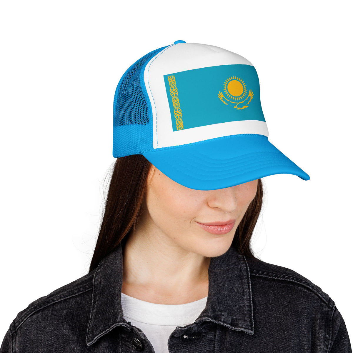 Kazakhstan Flag Foam Trucker Hat | Kazakh Pride Snapback Cap | Rep Ya Flag - Rep Ya Flag