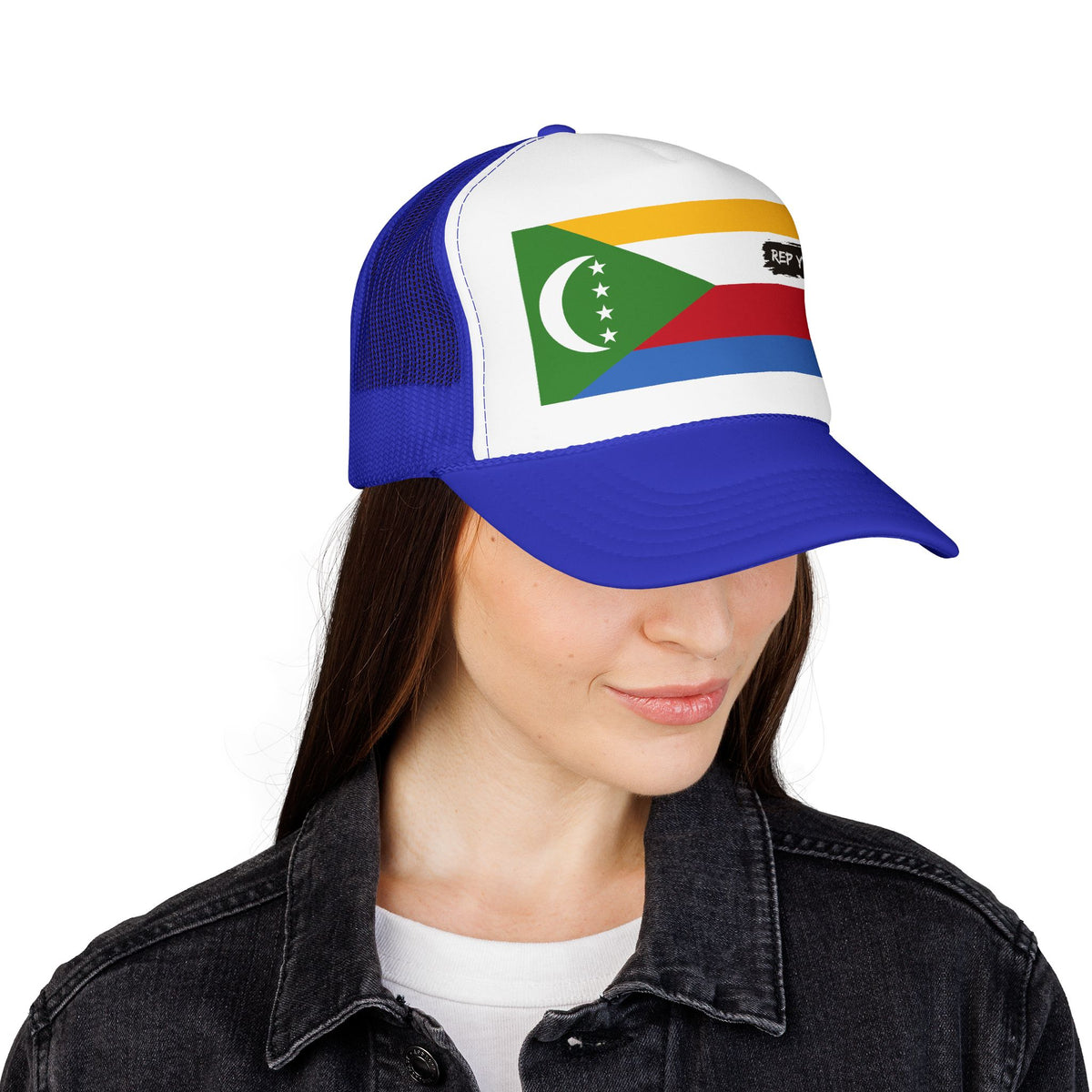 Comoros Flag Foam Trucker Hat | Comorian Pride Snapback Cap | Rep Ya Flag - Rep Ya Flag