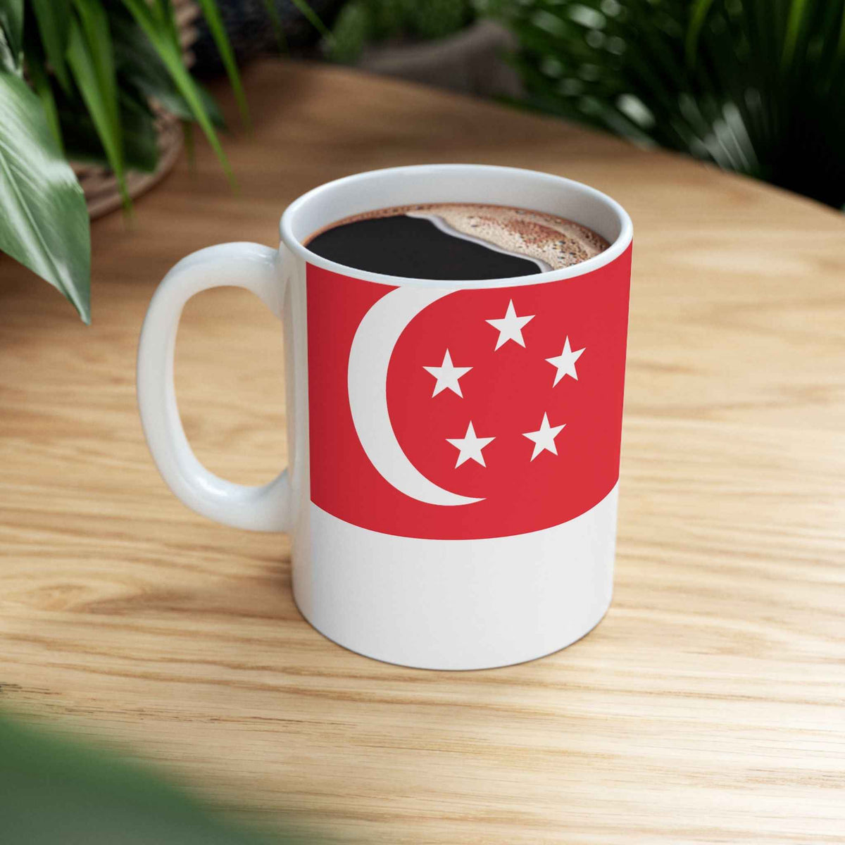 Singapore Flag Coffee Mug 11oz & 15oz | Singaporean Heritage Ceramic Coffee Tea Mug | Rep Ya Flag