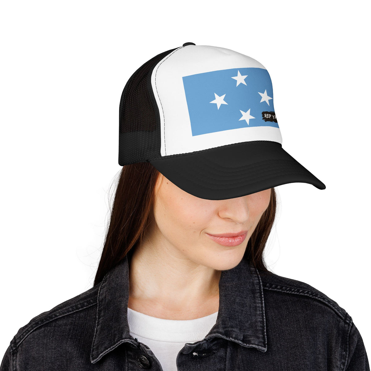 Micronesia Flag Foam Trucker Hat | Micronesian Pride Snapback Cap | Rep Ya Flag - Rep Ya Flag