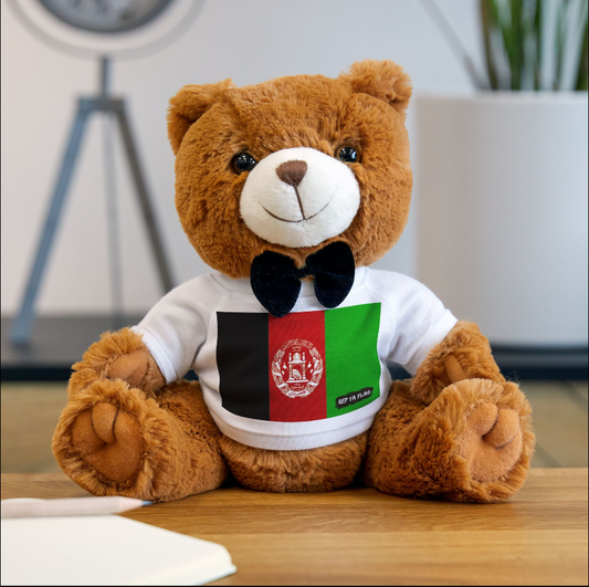 Afghanistan flag teddy bear representing Afghan heritage and national pride