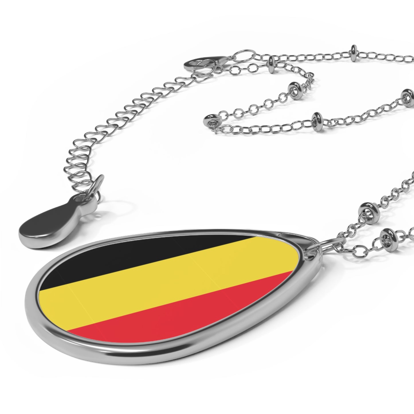 Belgium Flag Oval Necklace | Belgian Heritage Pendant | Rep Ya Flag