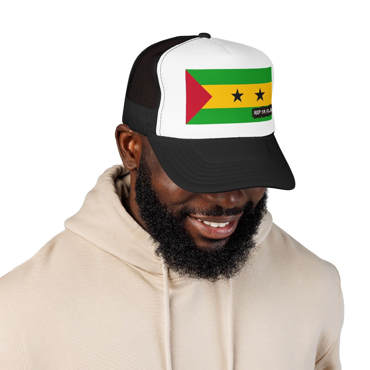São Tomé and Príncipe Flag Foam Trucker Hat | São Toméan Pride Snapback Cap | Rep Ya Flag