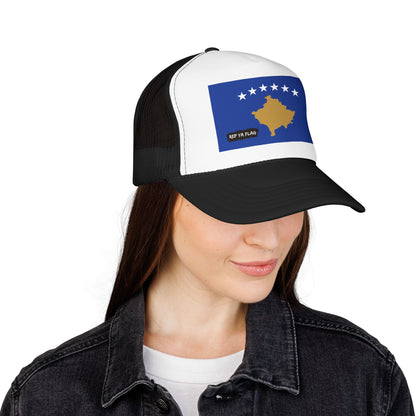Kosovo Flag Foam Trucker Hat | Kosovar Pride Snapback Cap | Rep Ya Flag