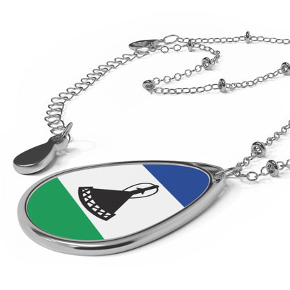 Lesotho Flag Oval Necklace | Basotho Heritage Pendant | Rep Ya Flag