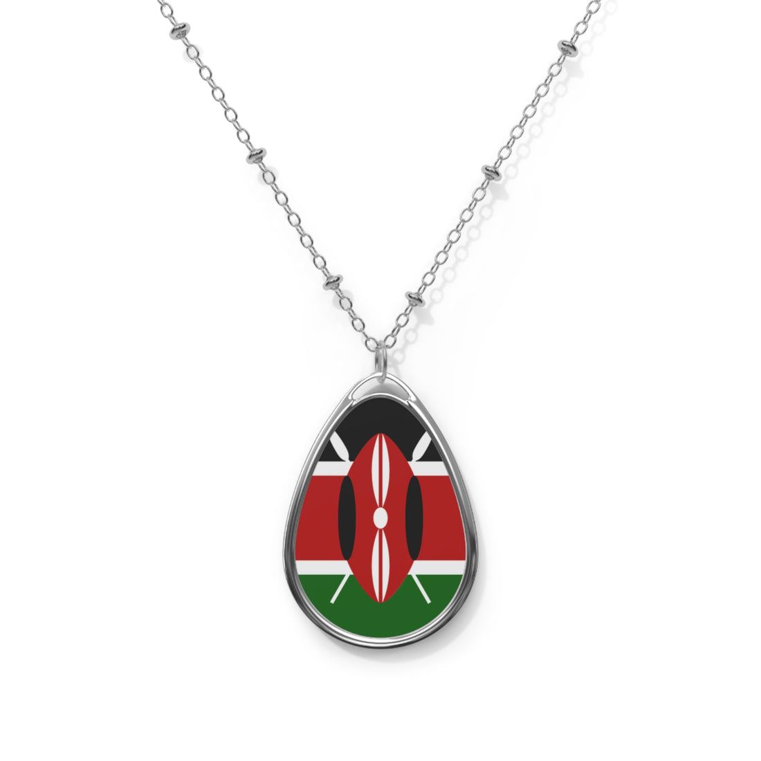 Kenya Flag Oval Necklace – Kenyan Heritage Pendant