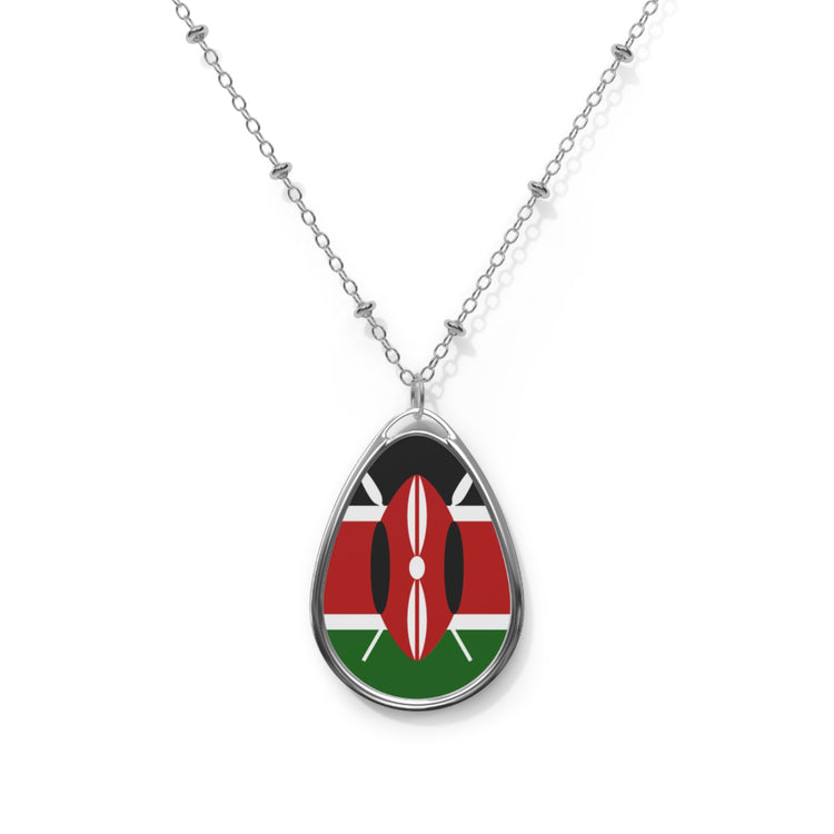 Kenya Flag Oval Necklace – Kenyan Heritage Pendant