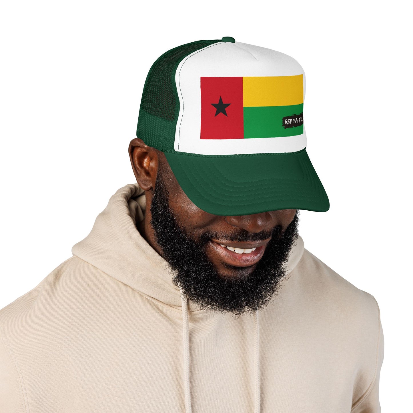 Guinea-Bissau Flag Foam Trucker Hat | Bissau-Guinean Pride Snapback Cap | Rep Ya Flag