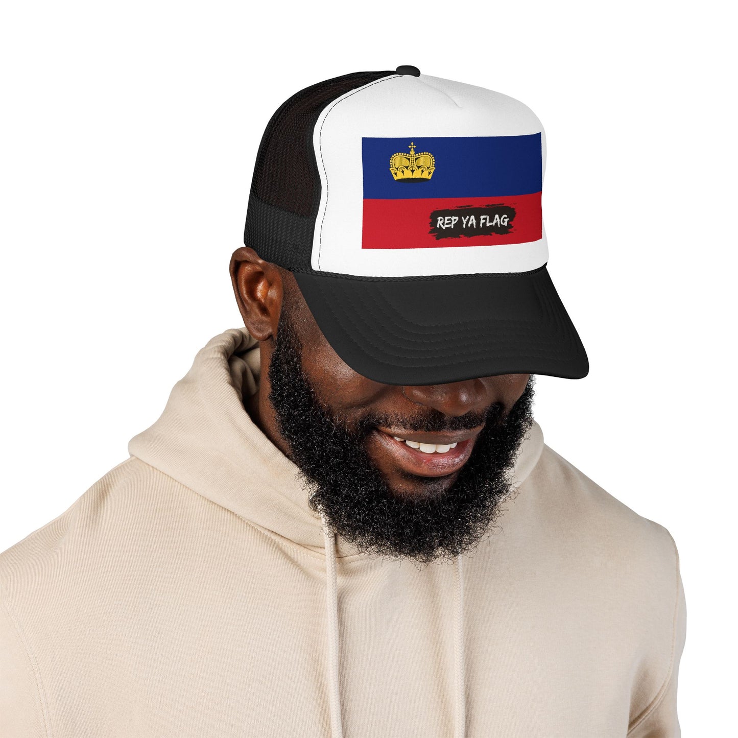 Liechtenstein Flag Foam Trucker Hat | Liechtensteiner Pride Snapback Cap | Rep Ya Flag