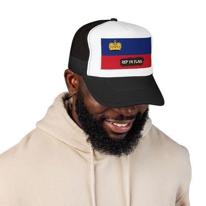 Liechtenstein Flag Foam Trucker Hat | Liechtensteiner Pride Snapback Cap | Rep Ya Flag