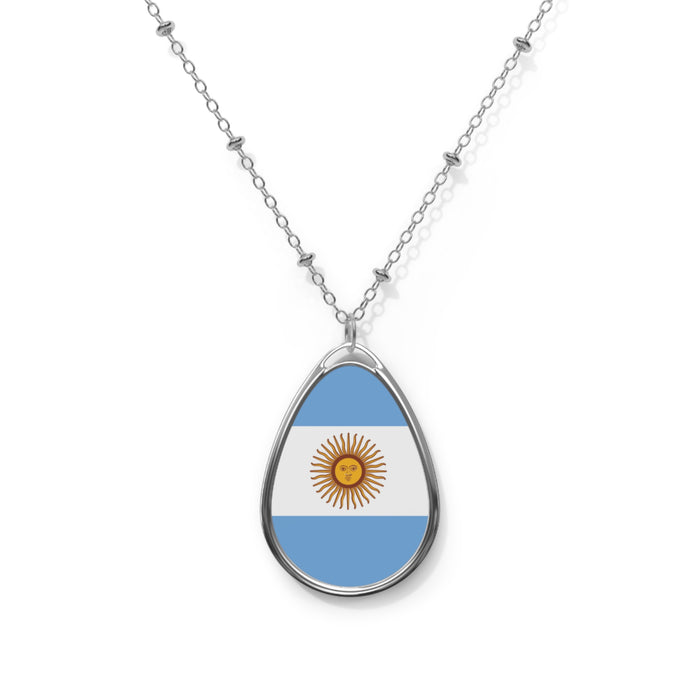 Argentina Flag Oval Necklace | Patriotic Pendant | Rep Ya Flag