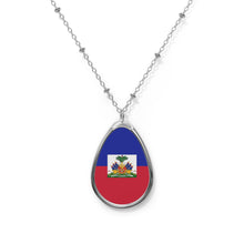 Haiti Flag Oval Necklace | Haitian Heritage Pendant | Rep Ya Flag