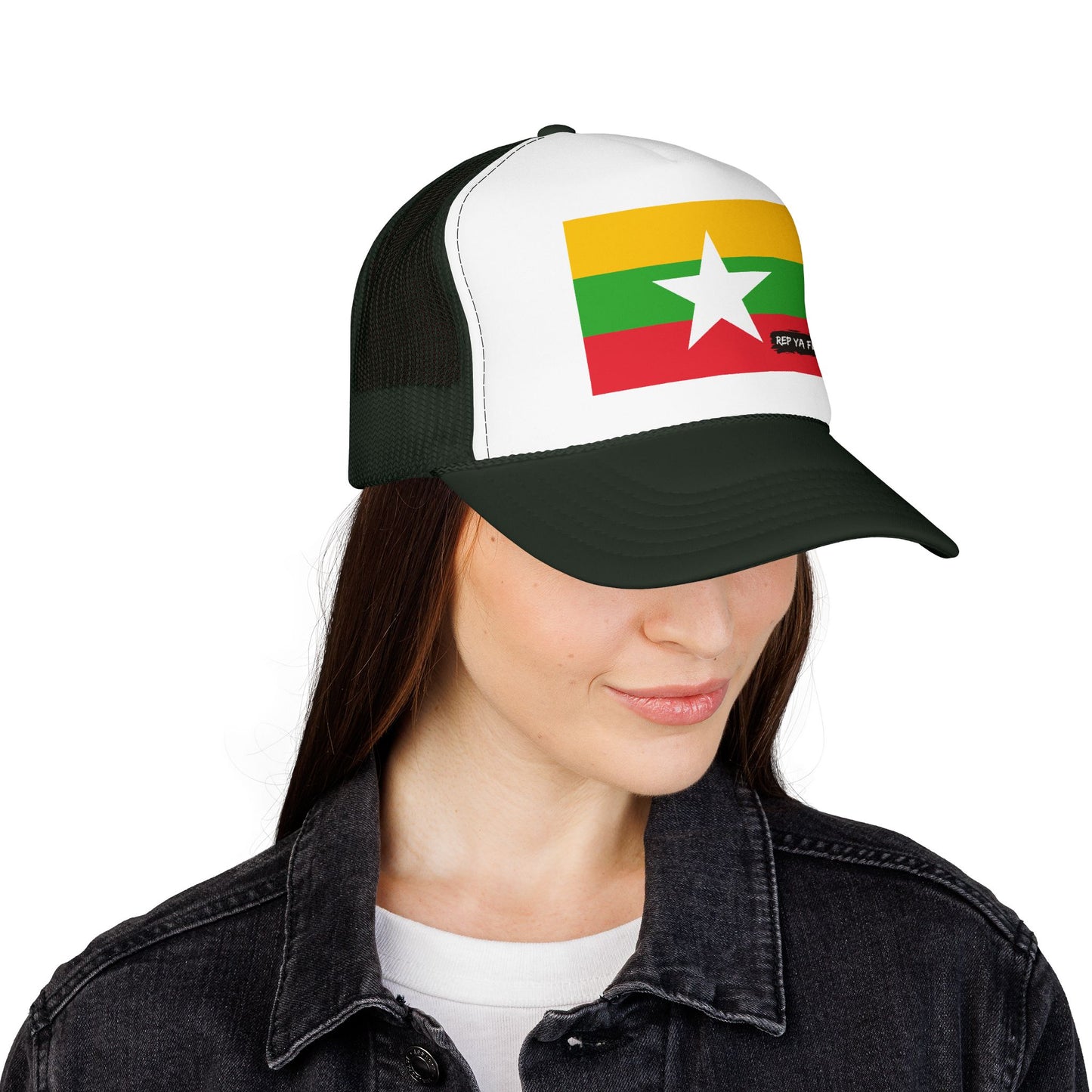Myanmar Flag Foam Trucker Hat | Burmese Pride Snapback Cap | Rep Ya Flag