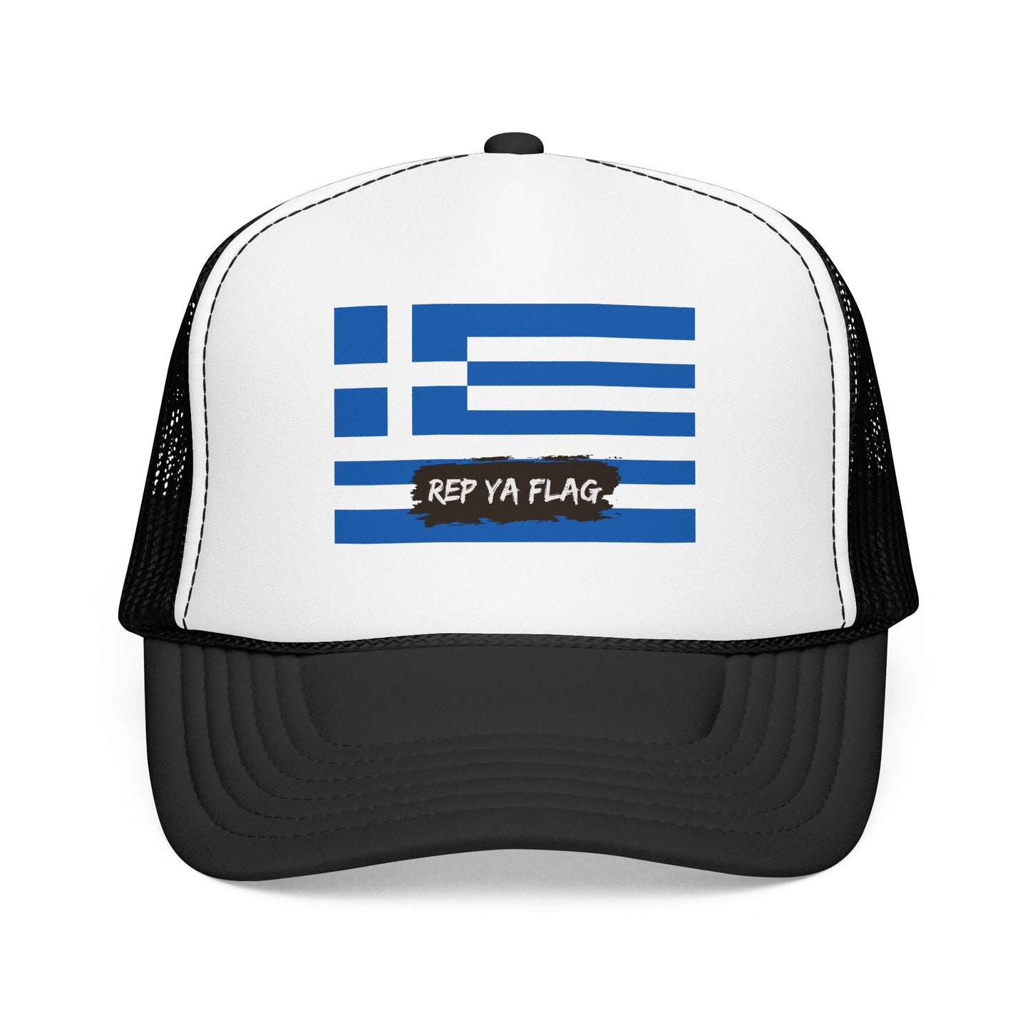 Greece Flag Foam Trucker Hat | Greek Pride Snapback Cap | Rep Ya Flag