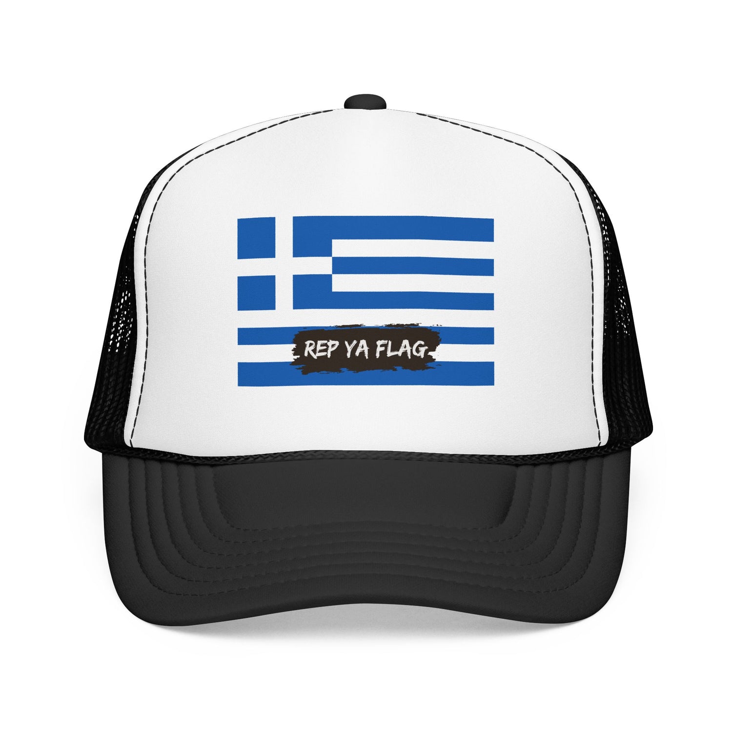 Greece Flag Foam Trucker Hat | Greek Pride Snapback Cap | Rep Ya Flag