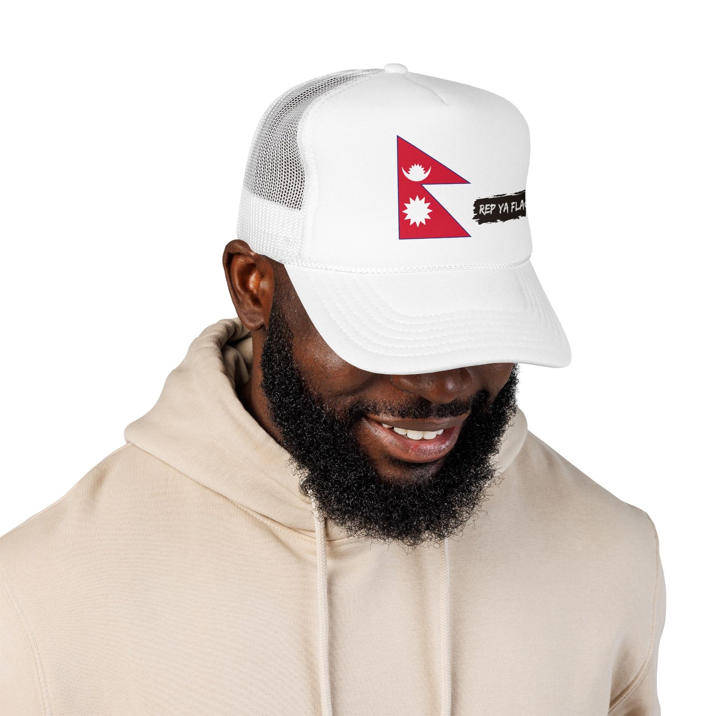 Nepal Flag Foam Trucker Hat | Nepali Pride Snapback Cap | Rep Ya Flag