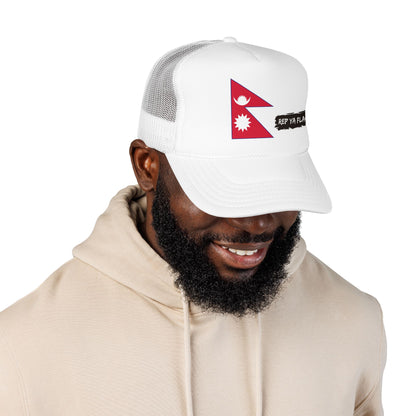 Nepal Flag Foam Trucker Hat | Nepali Pride Snapback Cap | Rep Ya Flag