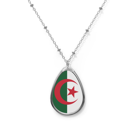 Algeria Flag Oval Necklace – Elegant Algerian Pride Jewelry