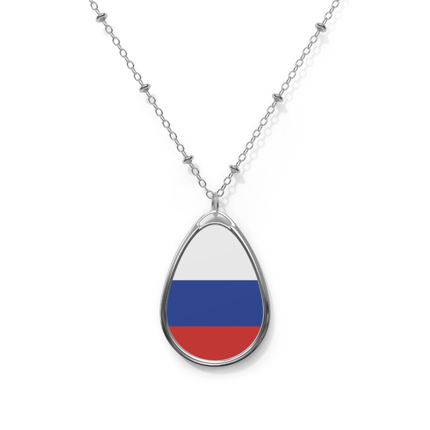 Russia Flag Oval Necklace | Russian Heritage Pendant | Rep Ya Flag