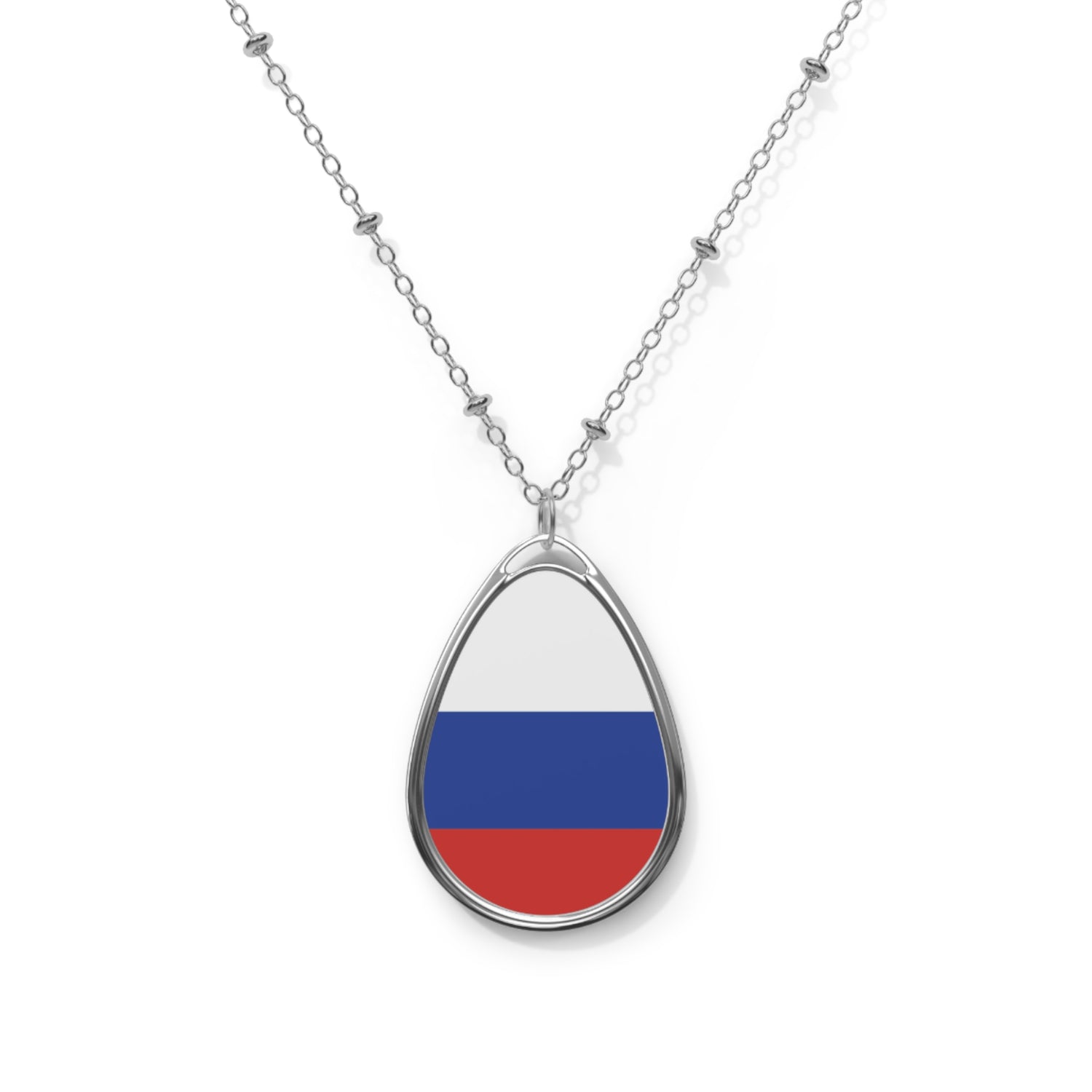 Russia Flag Oval Necklace | Russian Heritage Pendant | Rep Ya Flag