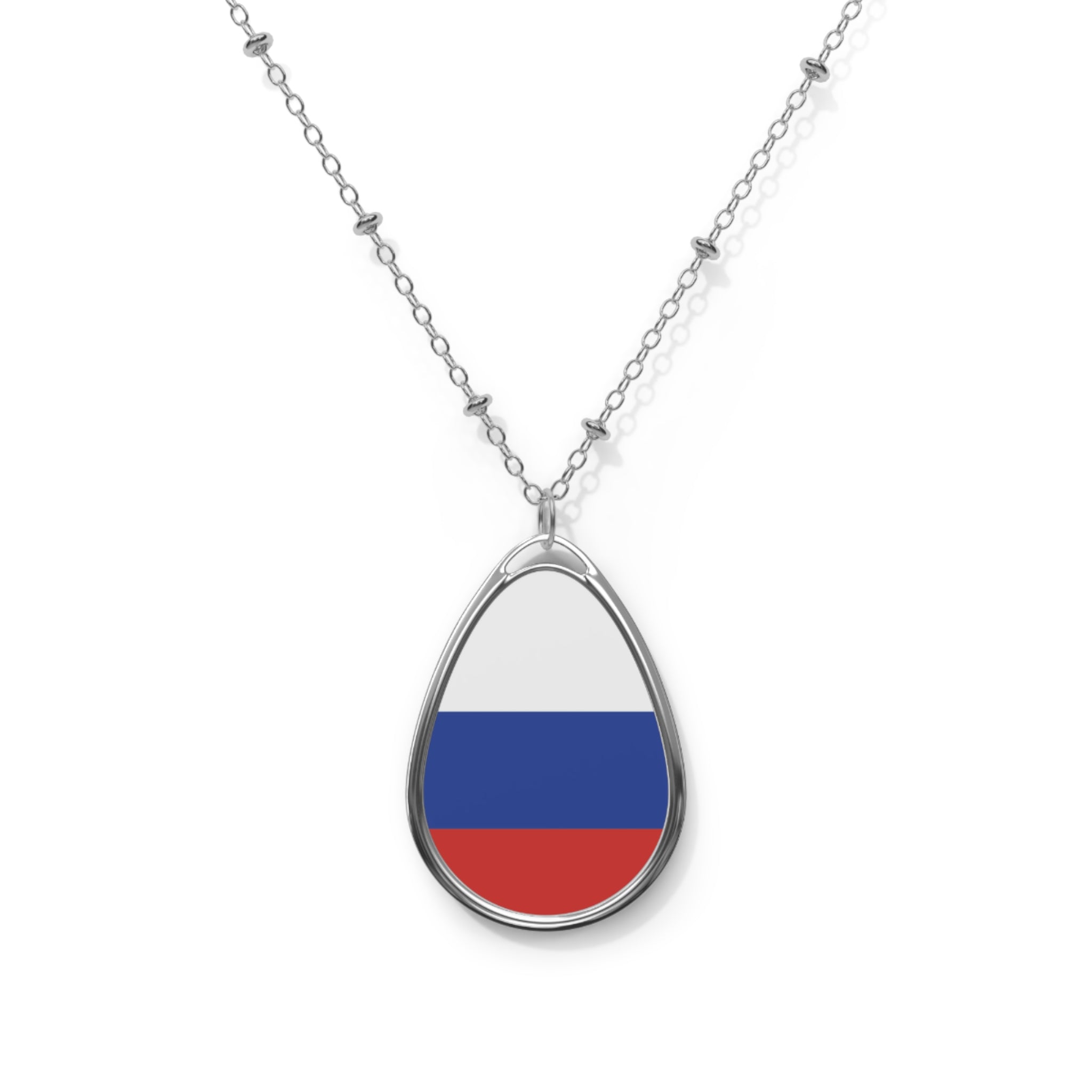 Russia Flag Oval Necklace | Russian Heritage Pendant | Rep Ya Flag