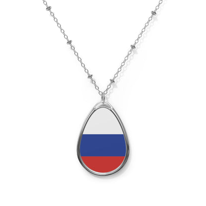 Russia Flag Oval Necklace | Russian Heritage Pendant | Rep Ya Flag