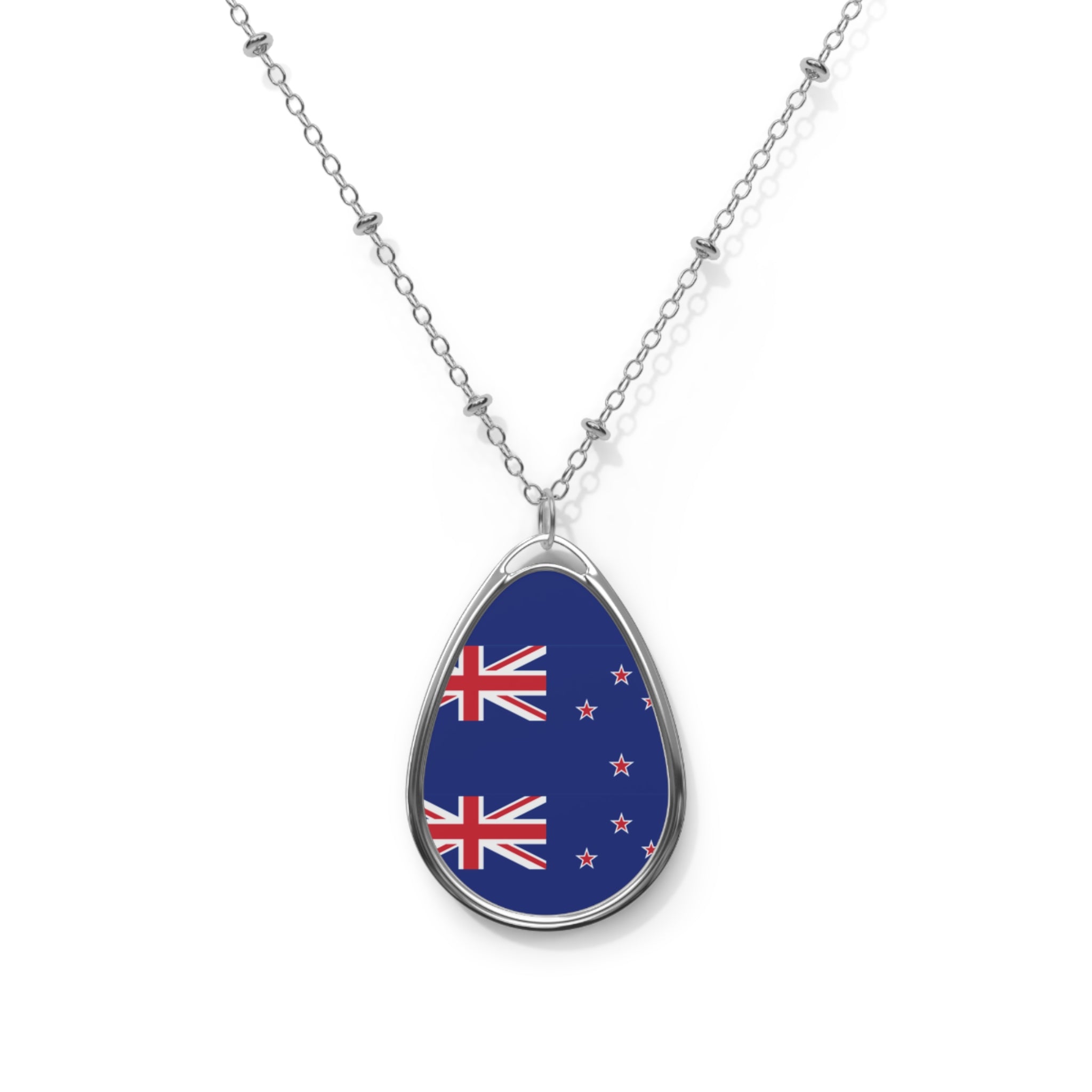 New Zealand Flag Oval Necklace | Kiwi Flag Pendant | Heritage Jewelry | Cultural Gift | Rep Ya Flag