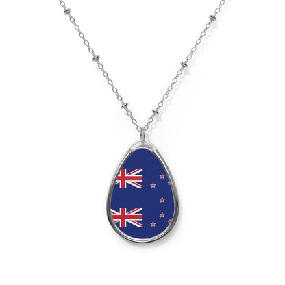 New Zealand Flag Oval Necklace | Kiwi Flag Pendant | Heritage Jewelry | Cultural Gift | Rep Ya Flag